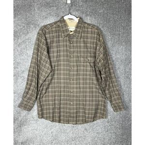 ORVIS Button Up Shirt Mens Size Medium Long Sleeve Brown Plaid‎ Pocket
